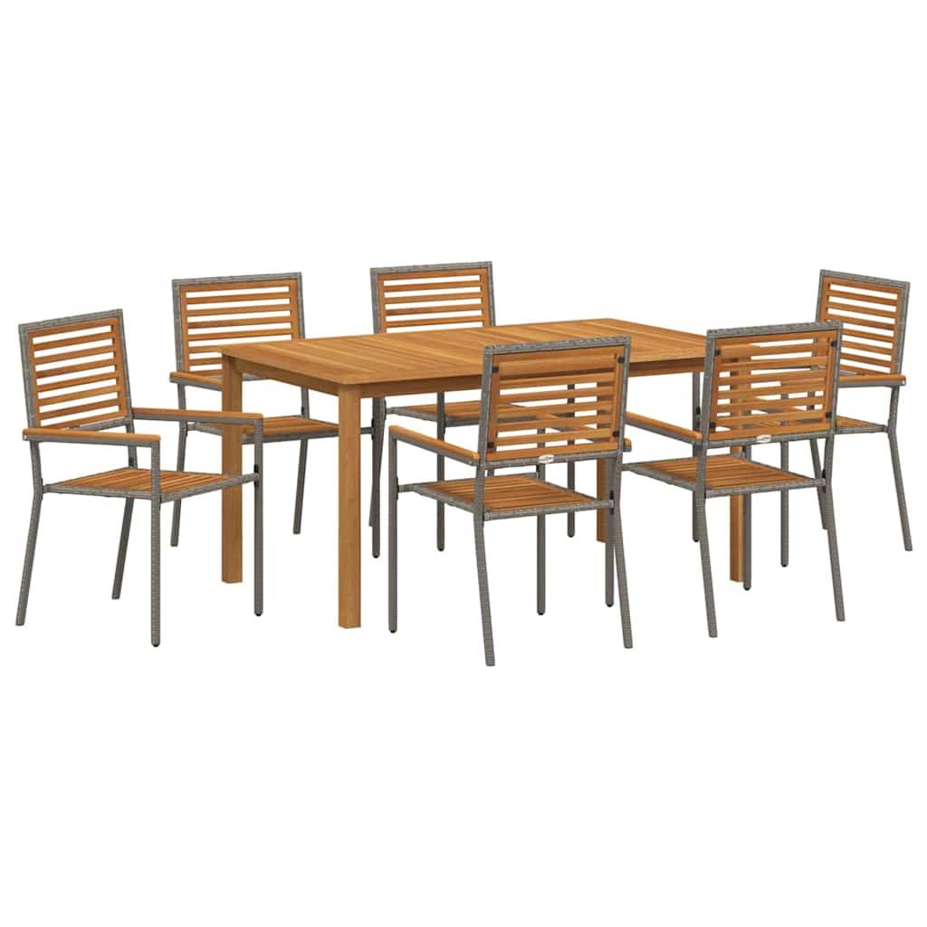 Ensemble Table et Chaises de Jardin 6 Places en Poly Rotin Empilable pour Extérieur Gris – ComfortXL Outdoor Living - Image 2