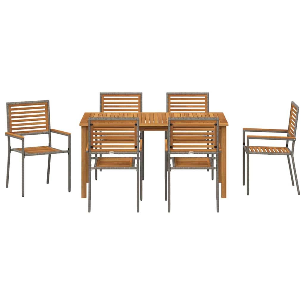 Ensemble Table et Chaises de Jardin 6 Places en Poly Rotin Empilable pour Extérieur Gris – ComfortXL Outdoor Living - Image 7