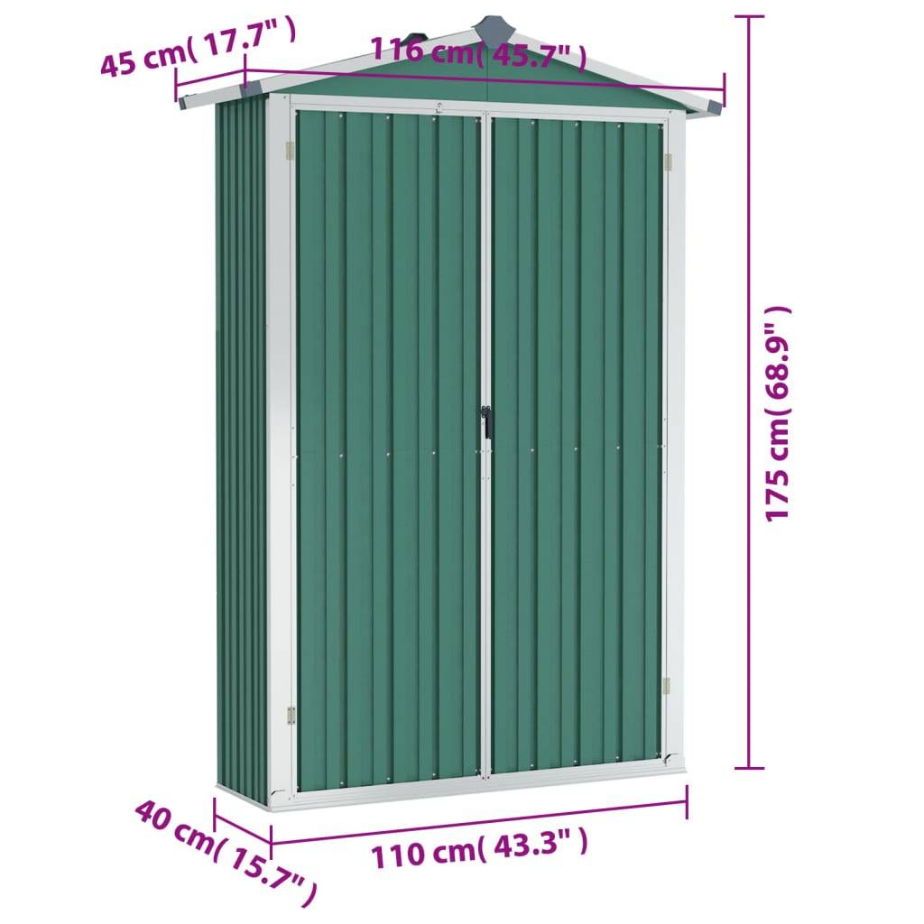 Rangement/abri Orvault Vert 116 X 45 X 175 cm - P87209V - Image 8