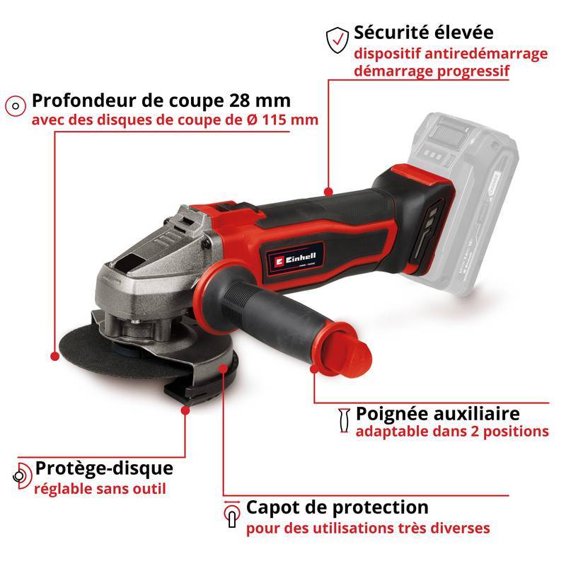 Einhell - Meuleuse d'angle sans fil TE-AG 18/115-2 Li - Solo Einhell - Image 2