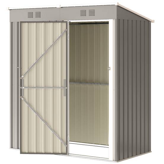 Abri de Jardin en Métal Adossable Toit Incliné 2 Grilles d'Aération Anti-UV 163 x 90 x 179 cm - Image 2