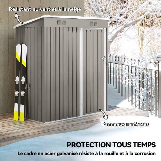 Abri de Jardin en Métal Adossable Toit Incliné 2 Grilles d'Aération Anti-UV 163 x 90 x 179 cm - Image 7