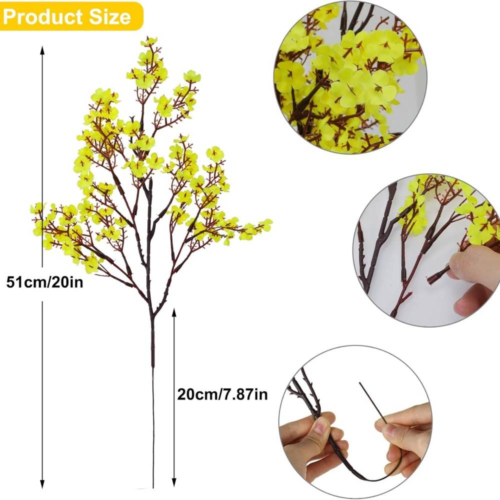 Lot de 10 Fleurs Artificielles Gypsophile Noir et Jaune - Décoration Mariage et Intérieur Sans Entretien - Lytech - Image 2
