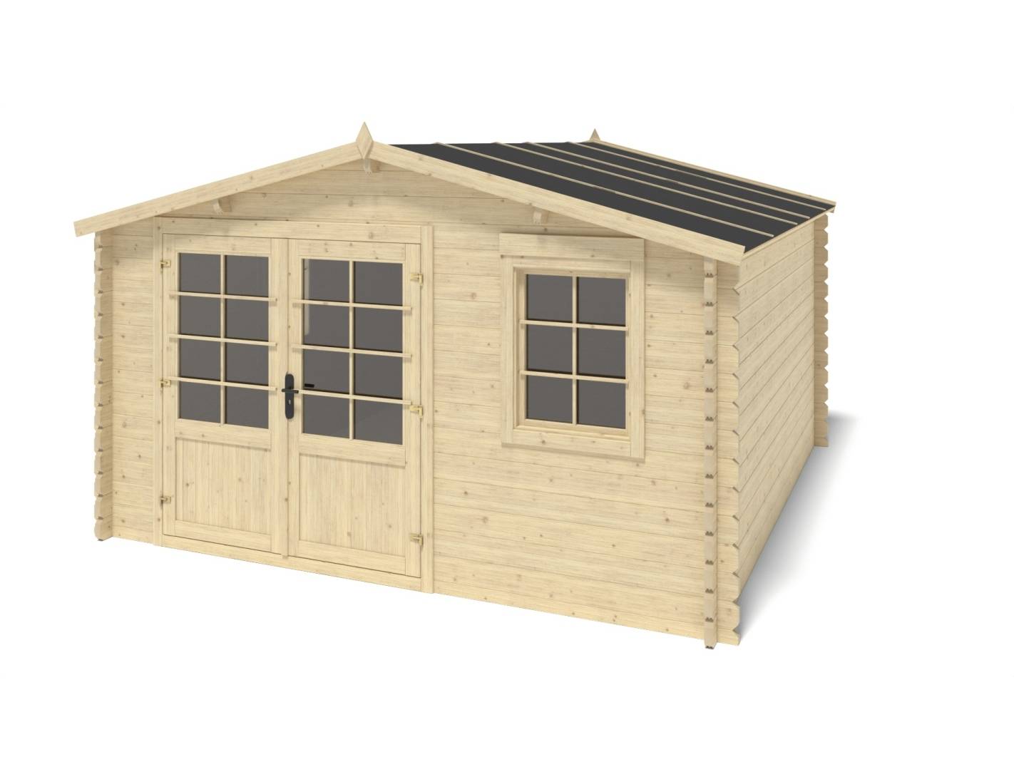 Altanka - Abri de jardin en bois - 15.21m2 - 3.9x3.9m - Ep. 40mm - Couleur: naturel - DOM658 - ALTANKA - Image 4