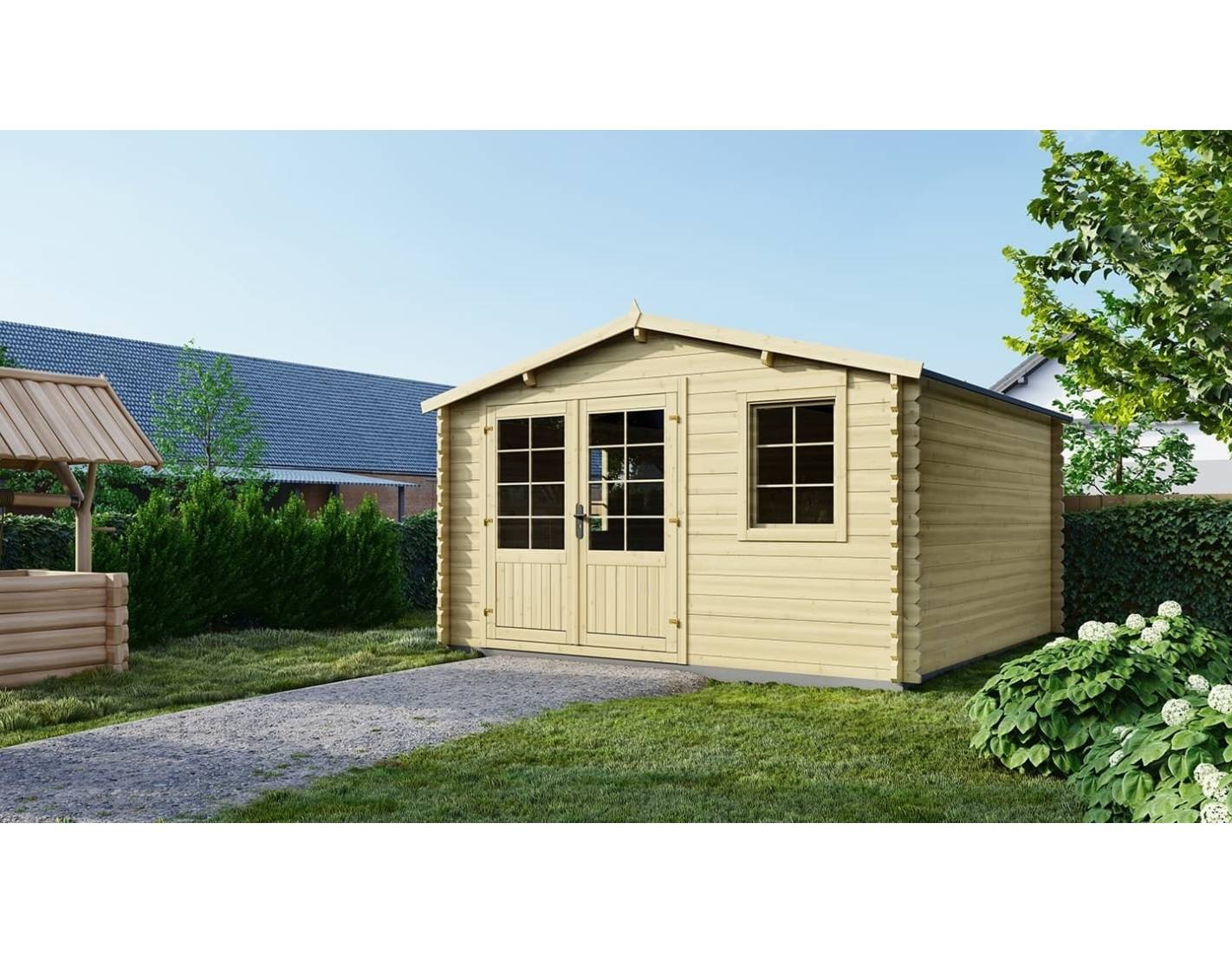 Altanka - Abri de jardin en bois - 15.21m2 - 3.9x3.9m - Ep. 40mm - Couleur: naturel - DOM658 - ALTANKA - Image 1