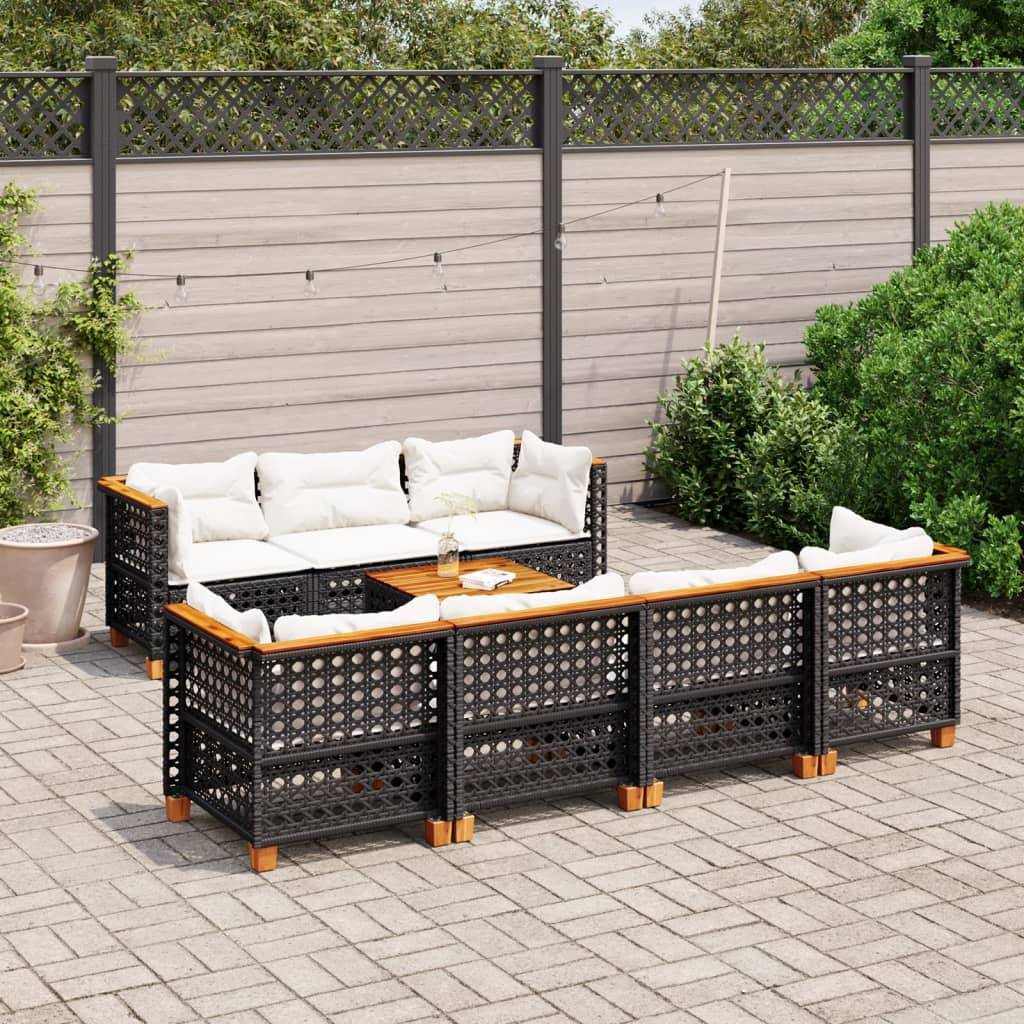 Vidaxl - Salon de jardin 8 pcs avec coussins noir résine tressée vidaXL 3261752 - Image 1