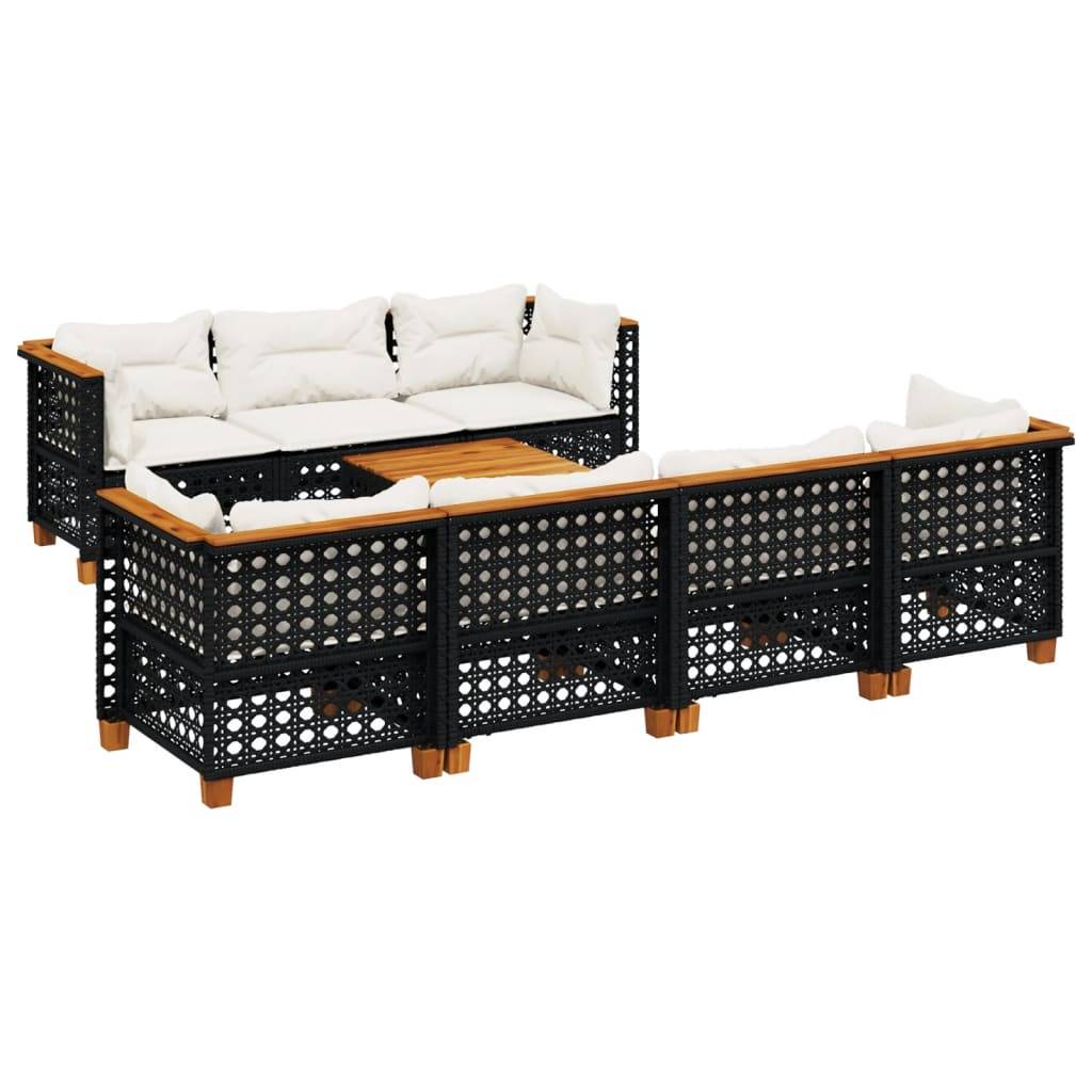 Vidaxl - Salon de jardin 8 pcs avec coussins noir résine tressée vidaXL 3261752 - Image 2