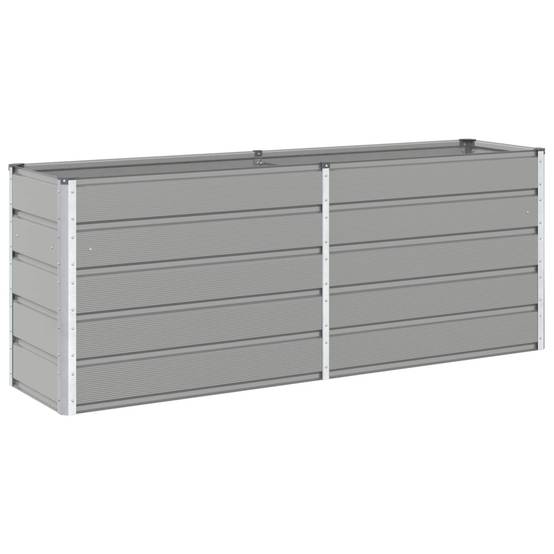 Jardinière rectangulaire moderne polyvalente usage extérieur 195 x 50 x 77 cm en acier galvanisé gris clair - Image 1