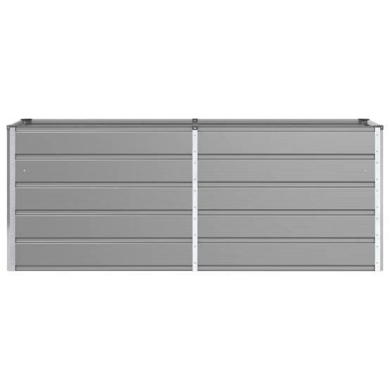 Jardinière rectangulaire moderne polyvalente usage extérieur 195 x 50 x 77 cm en acier galvanisé gris clair - Image 2