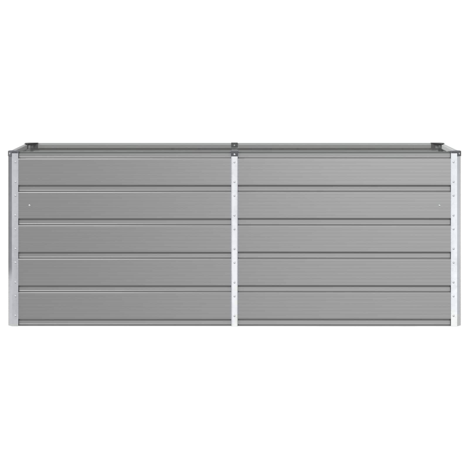 Jardinière rectangulaire moderne polyvalente usage extérieur 195 x 50 x 77 cm en acier galvanisé gris clair - Image 2