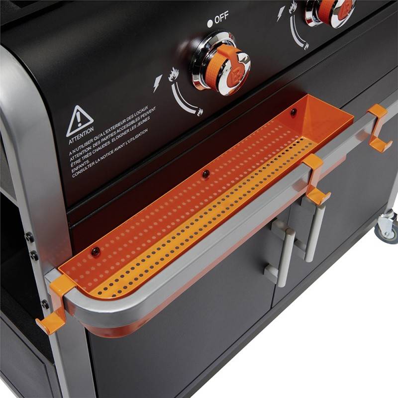 Brasero - Plancha Lola sur chariot - BRASERO - 3 feux à gaz - Plaque de cuisson Inox - 68,5 x 35,50 cm - 7,2 KW - Image 5