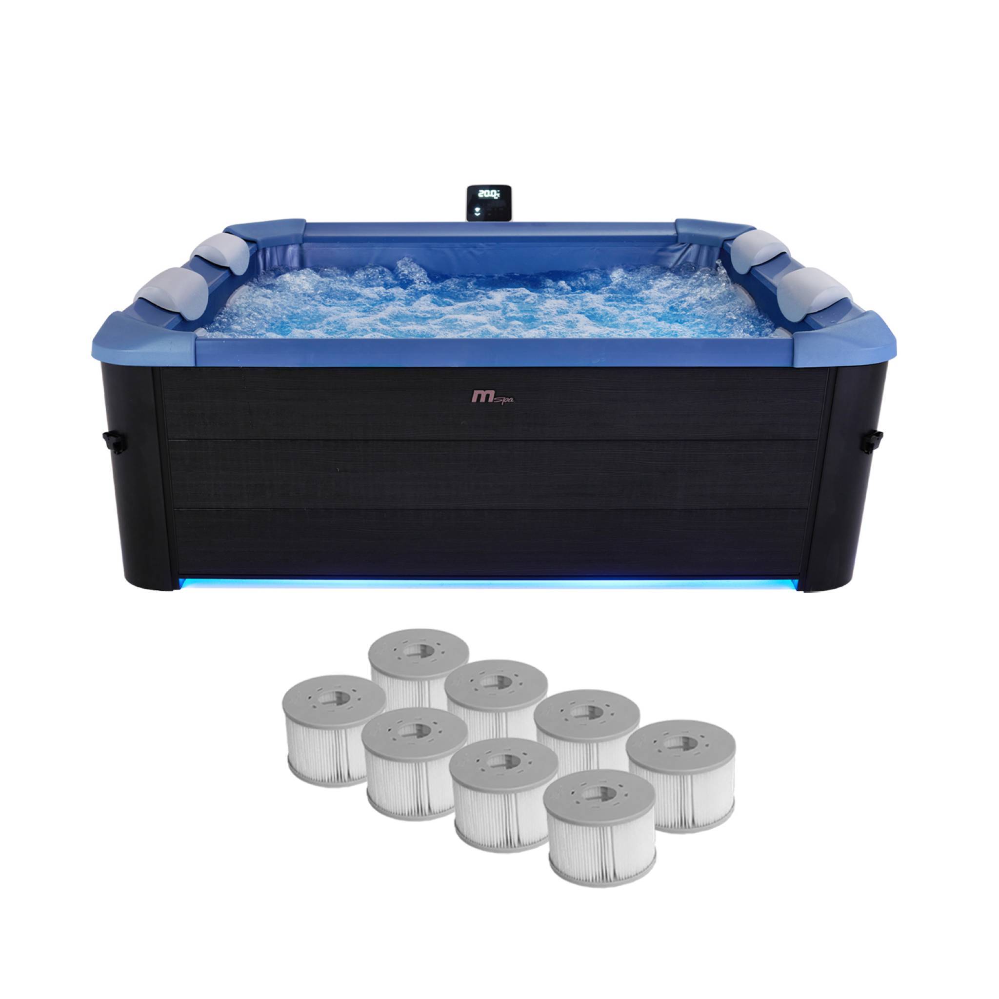 sweeek - Spa rigide 6 places hydromassages. 4 coussins + 8 filtres + bâche incluse. OSLO SAPPHIRE. L 160 x P 160 x H 65 cm | sweeek - Image 2