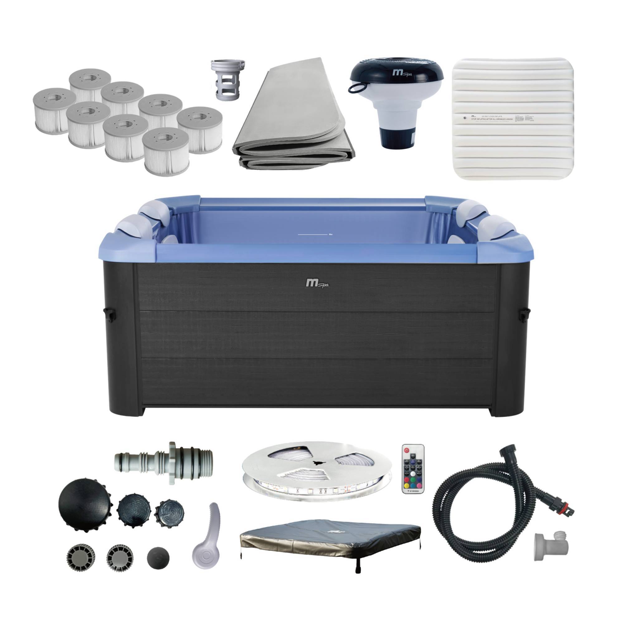 sweeek - Spa rigide 6 places hydromassages. 4 coussins + 8 filtres + bâche incluse. OSLO SAPPHIRE. L 160 x P 160 x H 65 cm | sweeek - Image 6