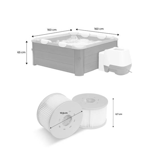 sweeek - Spa rigide 6 places hydromassages. 4 coussins + 8 filtres + bâche incluse. OSLO SAPPHIRE. L 160 x P 160 x H 65 cm | sweeek - Image 5