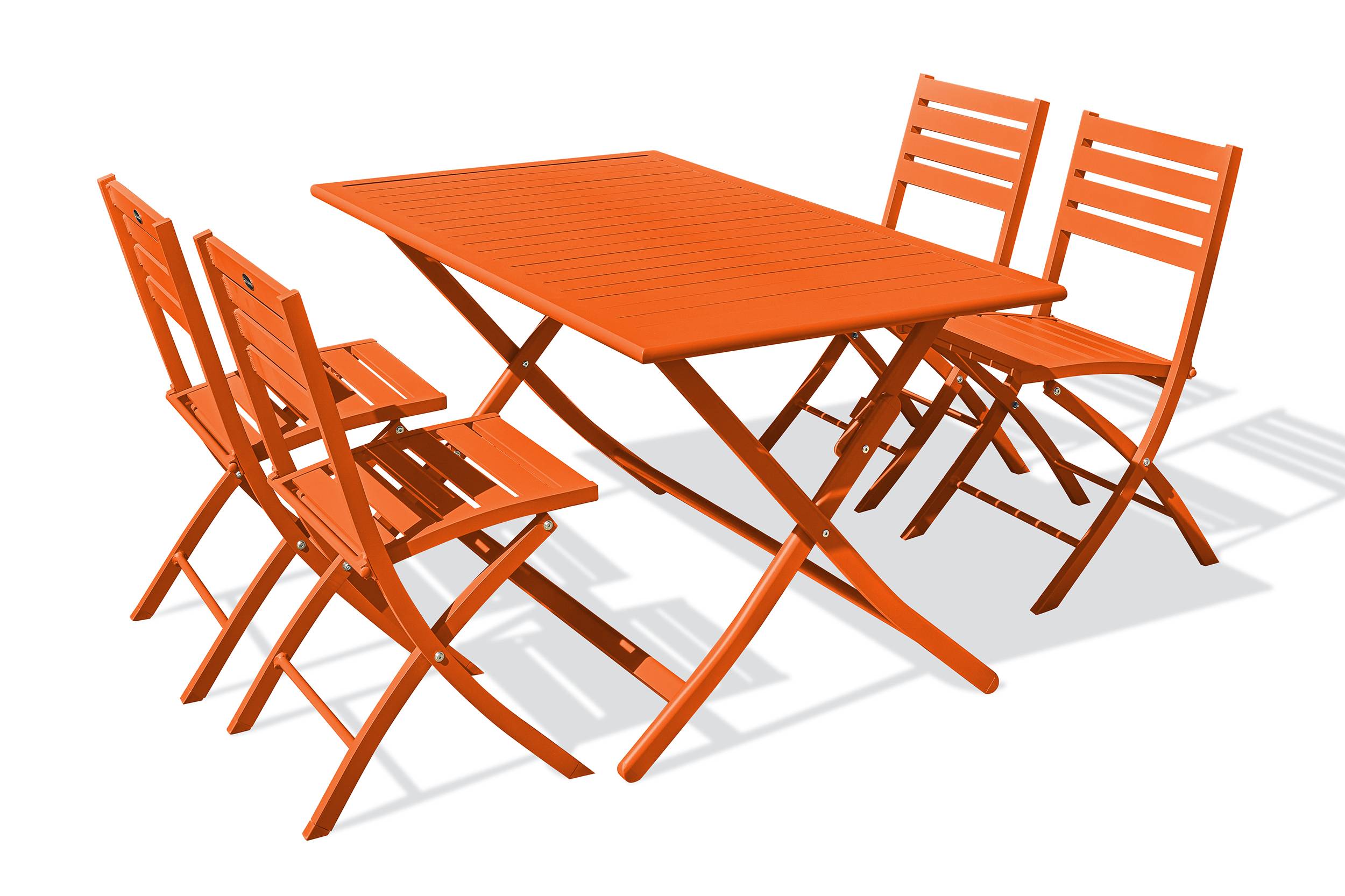 City Garden - Ensemble repas de jardin 4 places en aluminium - Orange - MARIUS - Image 5