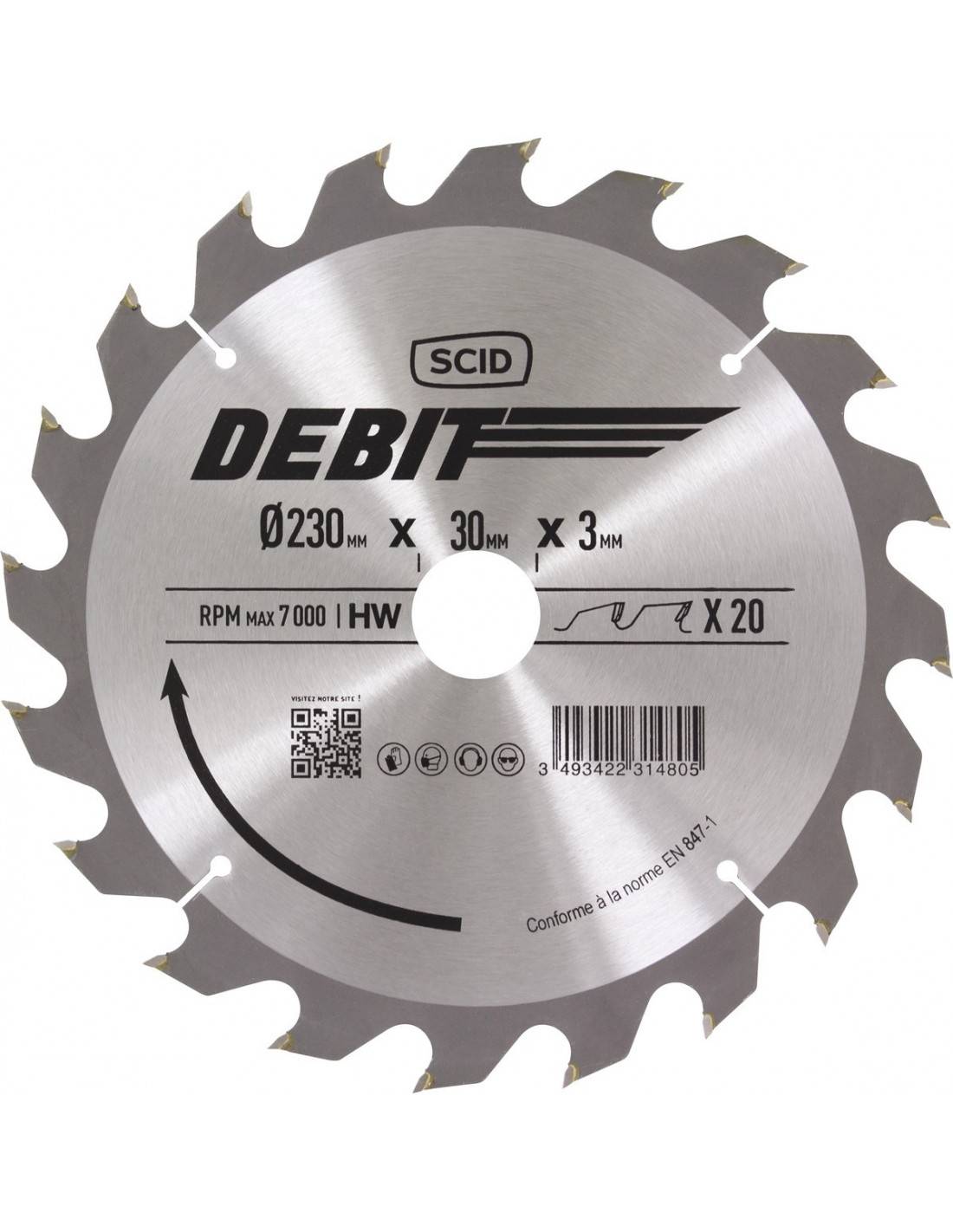 Lame Scie Circulaire 230mm Scid Coupe Rapide Bois Tendres - Scid