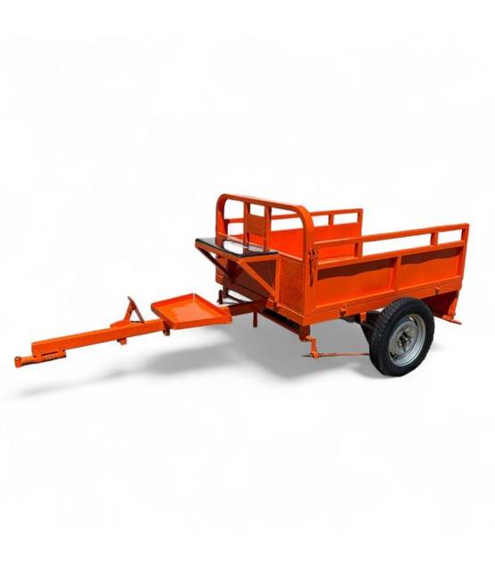 Remorque freinée 450 kg pour motoculteur toutes marques ridelles rabattables DAEWOO DATR145 - Image 1