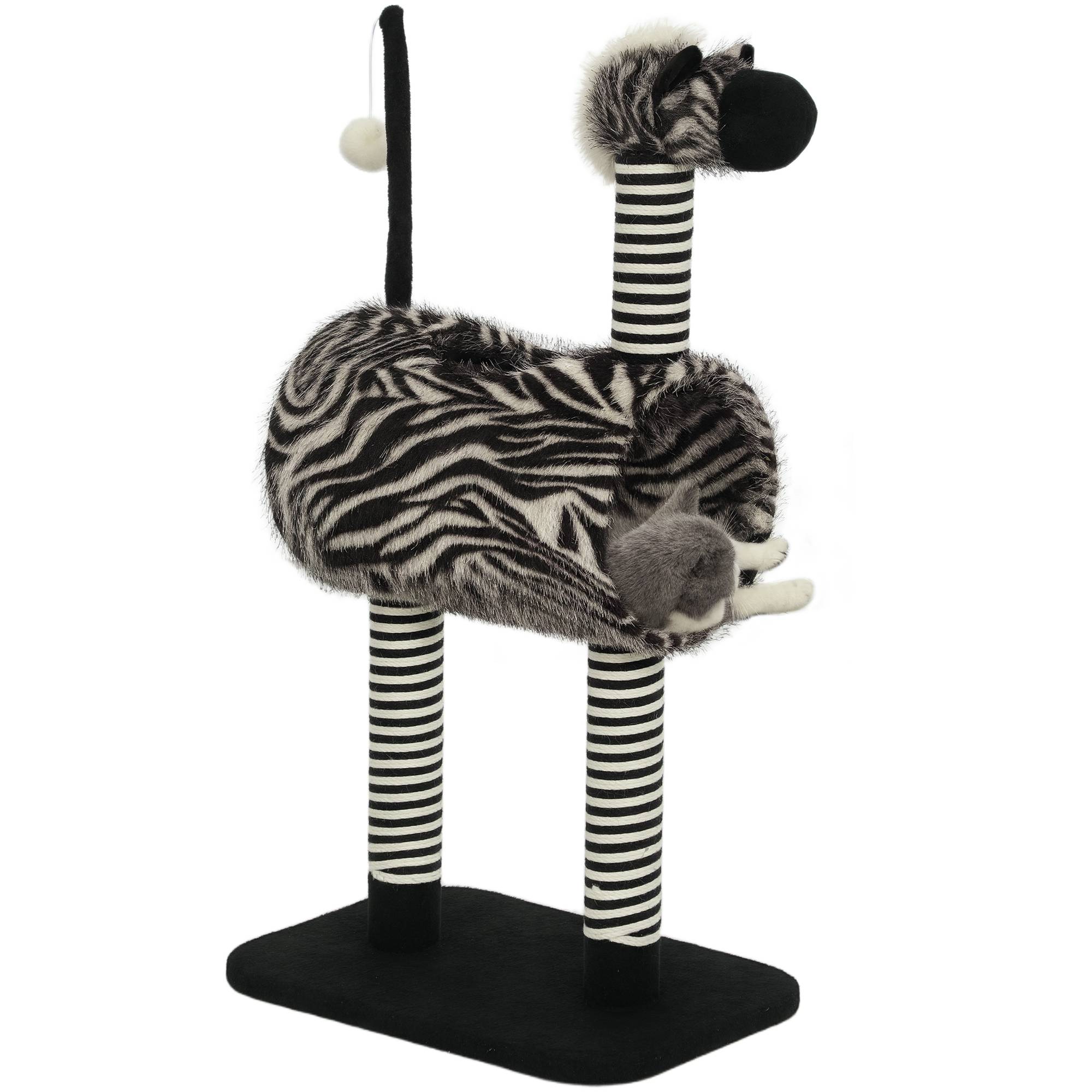 Arbre à chat en jute pour chats d'intérieur avec tunnel 93cm noir et blanc - ComfortXL Outdoor Living - Image 1