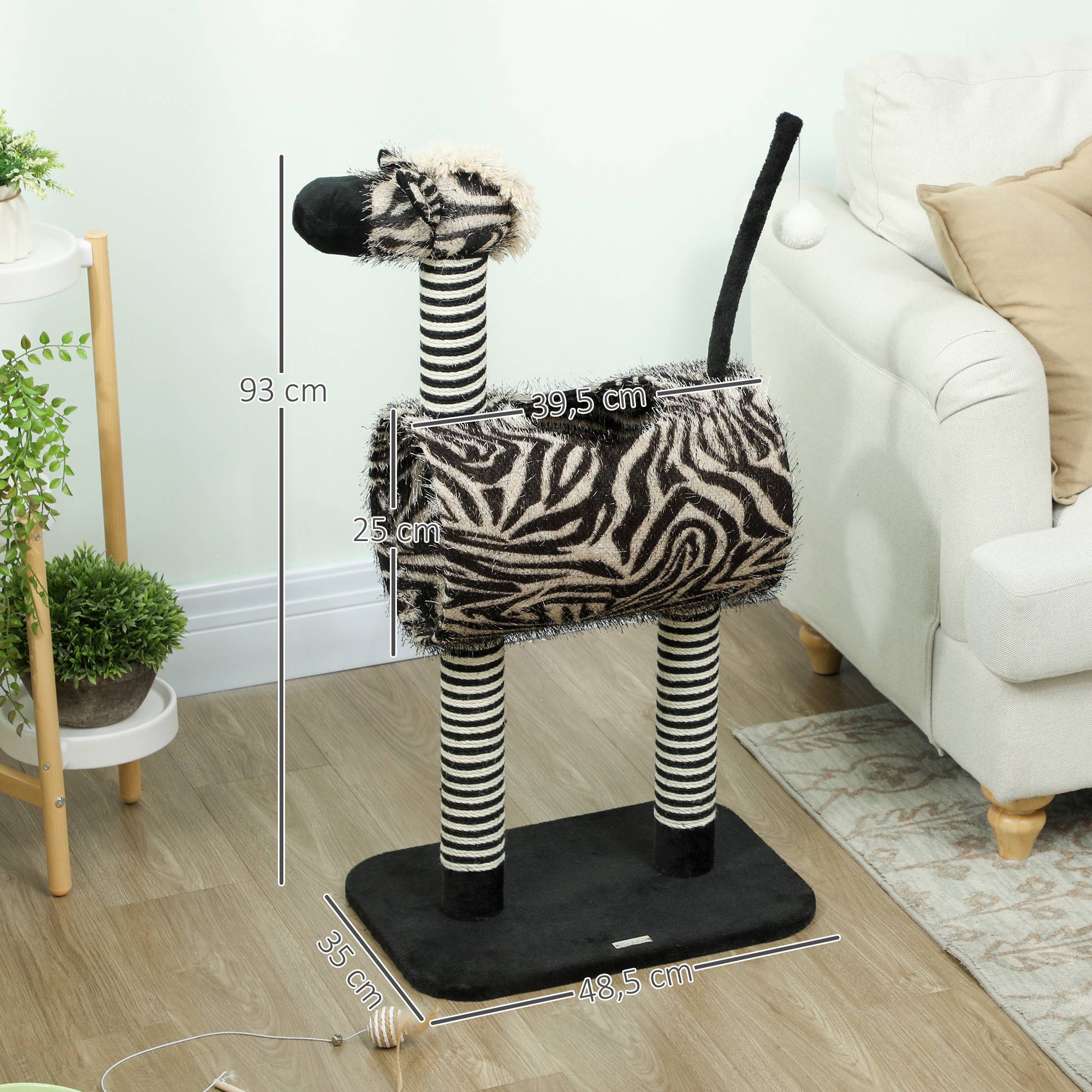 Arbre à chat en jute pour chats d'intérieur avec tunnel 93cm noir et blanc - ComfortXL Outdoor Living - Image 5