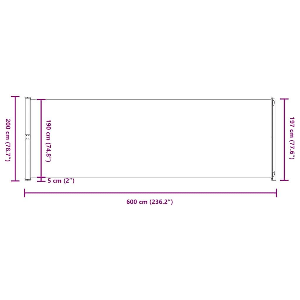 Vidaxl - Auvent latéral rétractable de patio 200x600 cm Crème vidaXL 317971 - Image 3