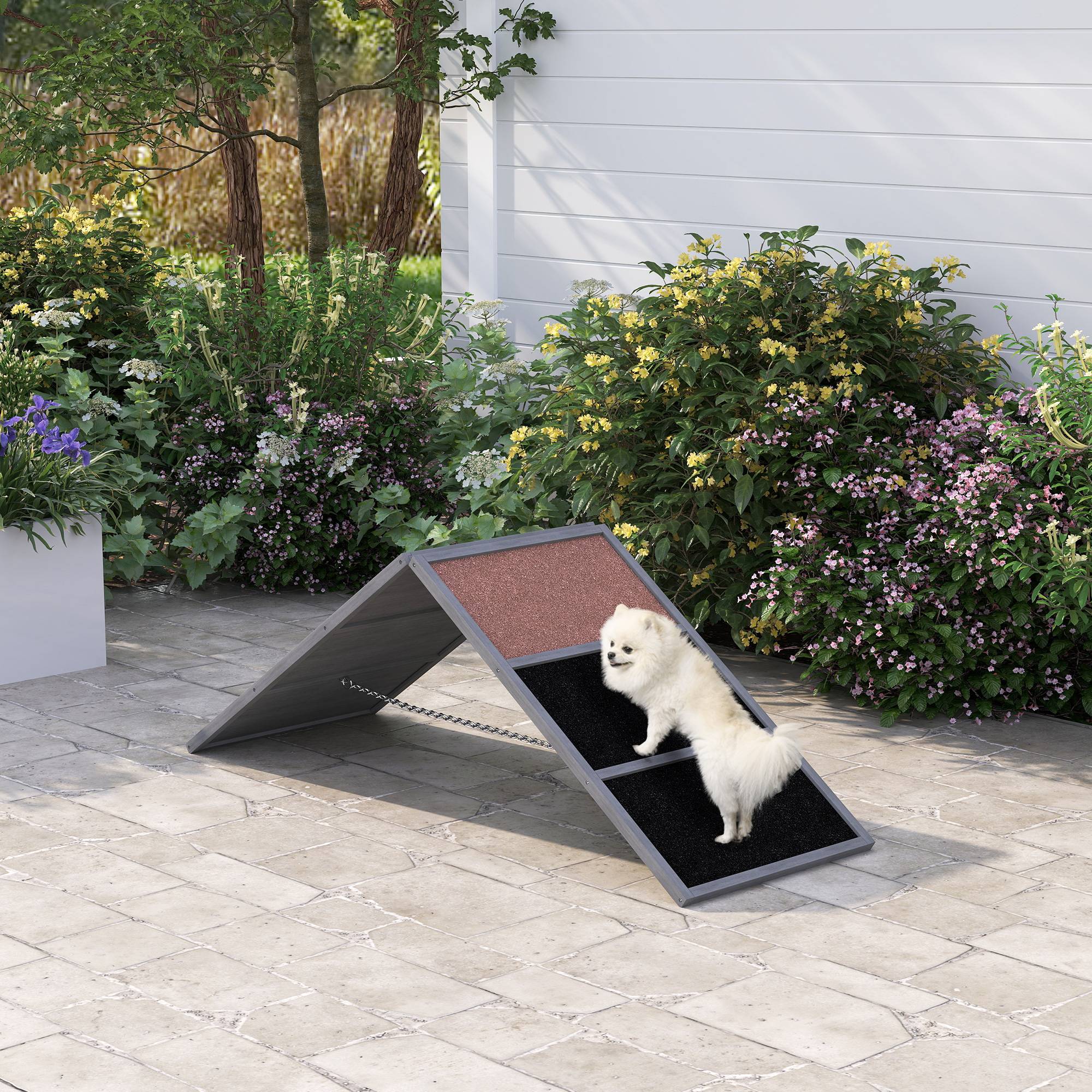 Rampe d'agility pour chien bois gris 173 x 59 x 66 cm - PANGIVO - Image 3