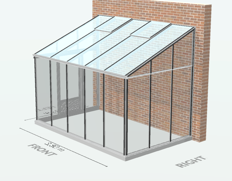 20m²  -  Serre en verre 4 mm securit  - Euro Murale serre adossée - Alu - 20m² - ALUMINIUM - L'atelier Des Serres - Image 7