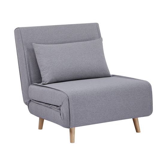 sweeek - Chauffeuse convertible tissu piétement bois 1 place gris Guest | sweeek - Image 2