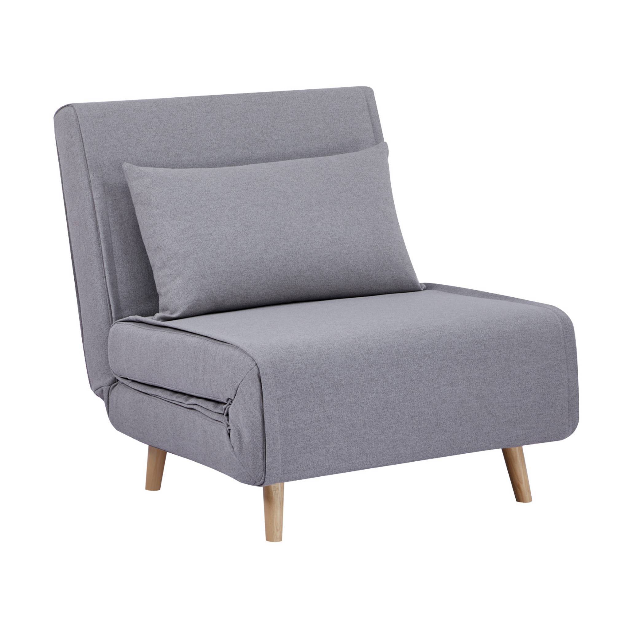 sweeek - Chauffeuse convertible tissu piétement bois 1 place gris Guest | sweeek - Image 2