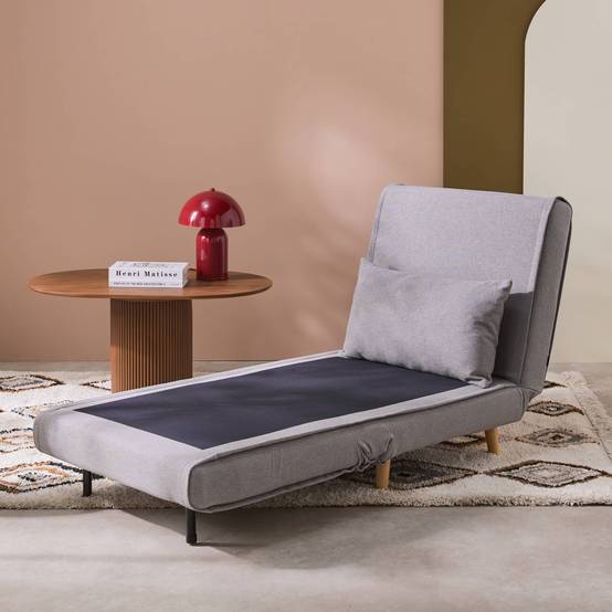sweeek - Chauffeuse convertible tissu piétement bois 1 place gris Guest | sweeek - Image 4