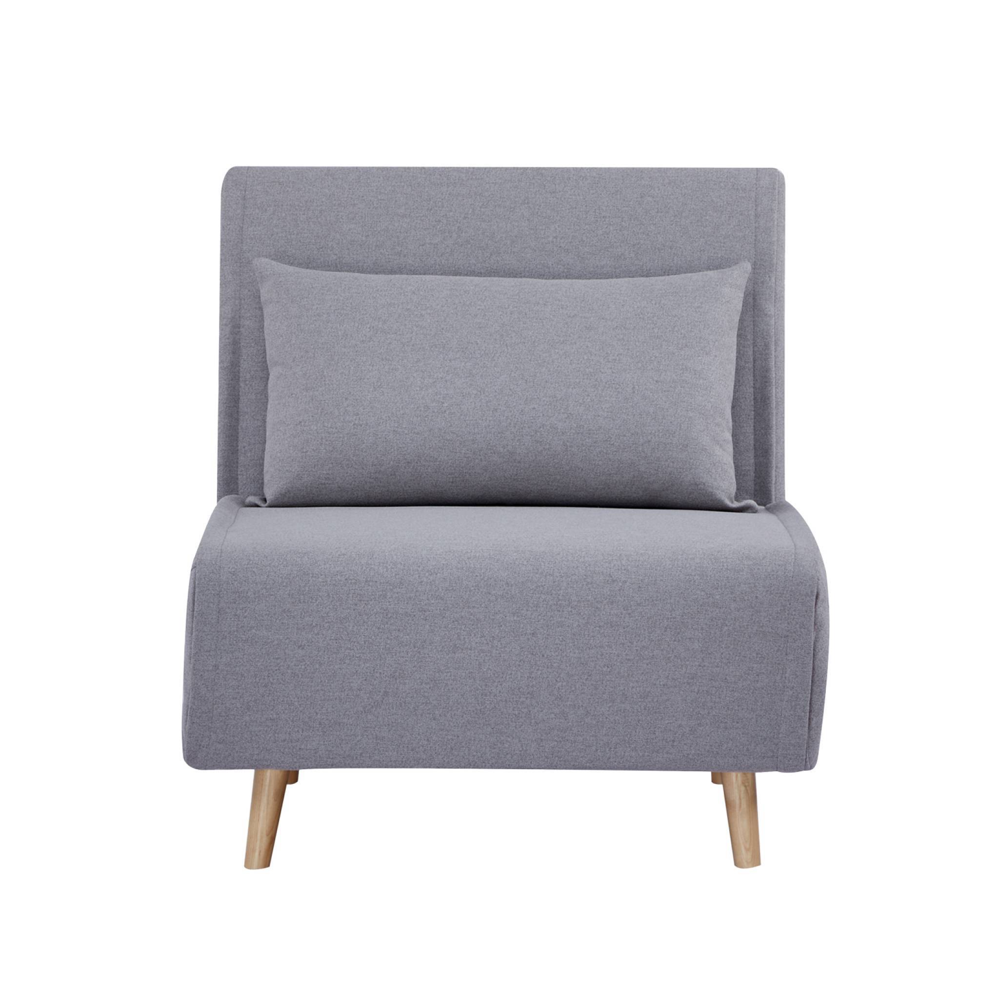 sweeek - Chauffeuse convertible tissu piétement bois 1 place gris Guest | sweeek - Image 7