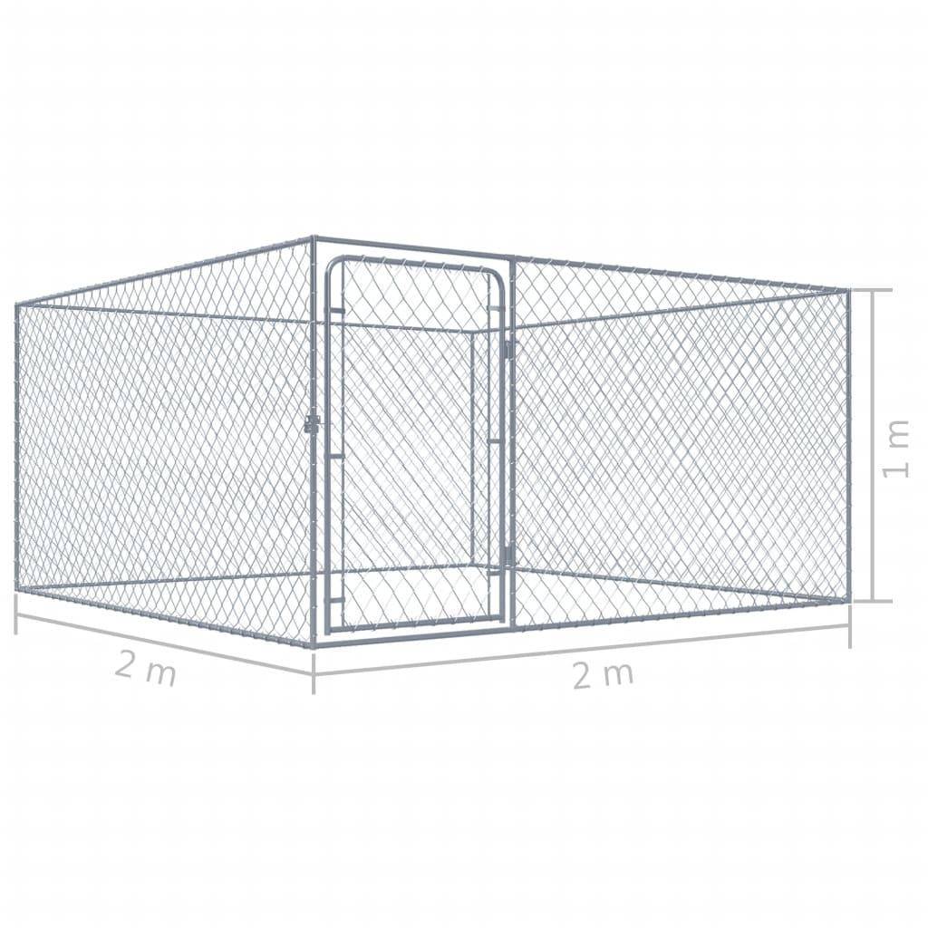Helloshop26 - Chenil extérieur cage enclos parc animaux chien extérieur pour chiens acier galvanisé 2 x 2 x 1 m - Image 2