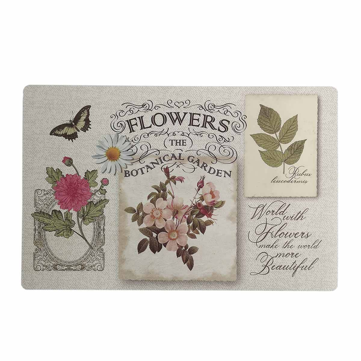 Paris Prix - Set de Table Imprimé "Les Fleurs" 28x44cm Naturel - Image 2