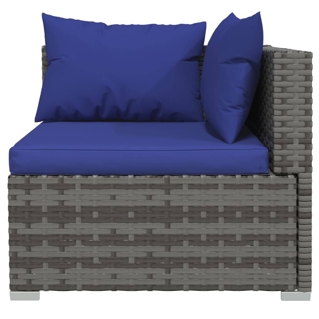Helloshop26 - Salon de jardin meuble d'extérieur ensemble de mobilier 4 pièces avec coussins résine tressée gris - Image 3