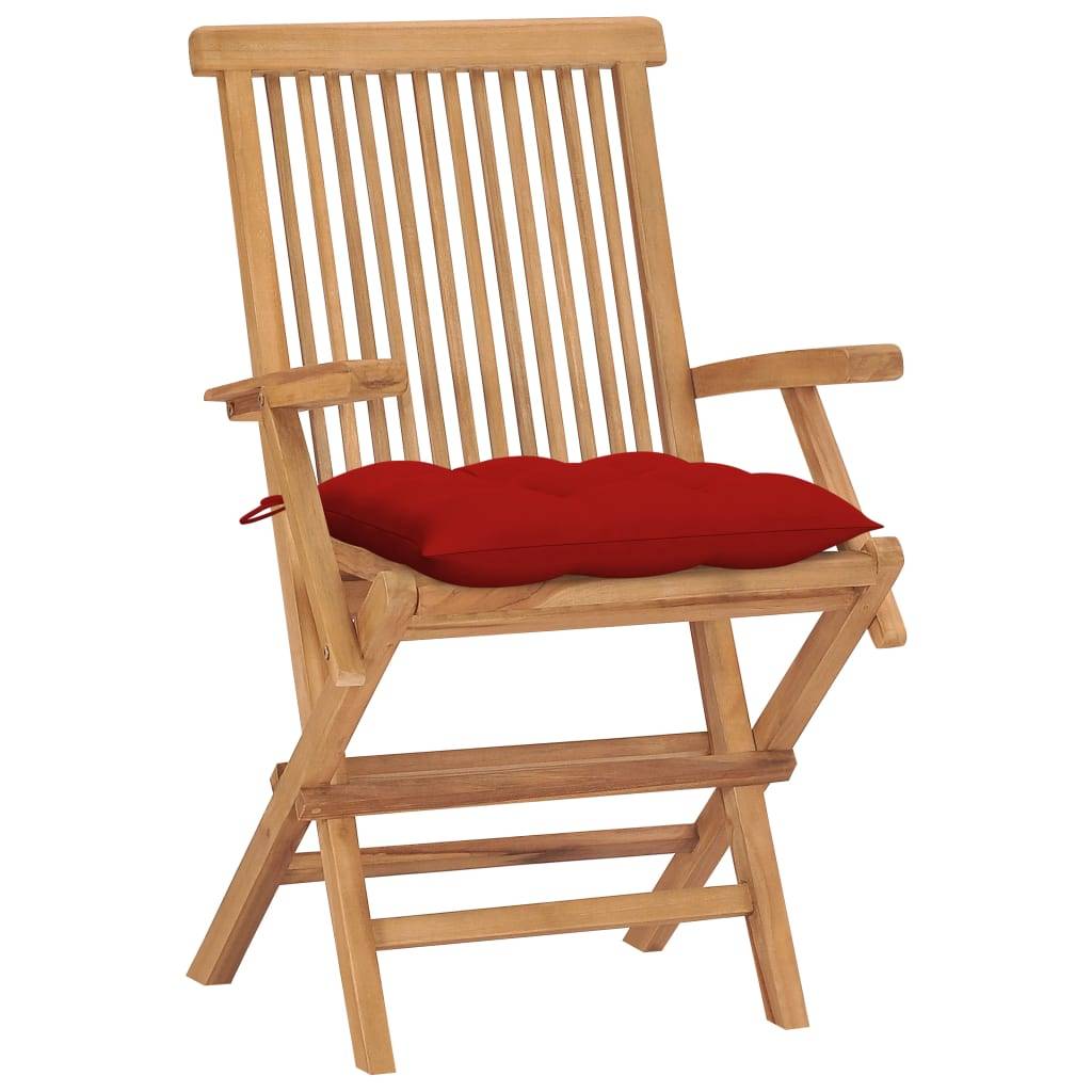 PANGIVO - Lot de 4 chaises de jardin bois teck massif rouge 55 x 60 x 89 cm - PANGIVO - Image 2
