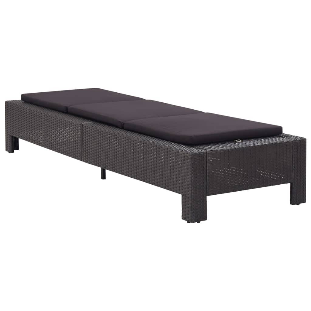 Transat avec coussin Noir Résine tressées 220 x 75 x 35 cm, Poids :24kg - PANGIVO - Image 2