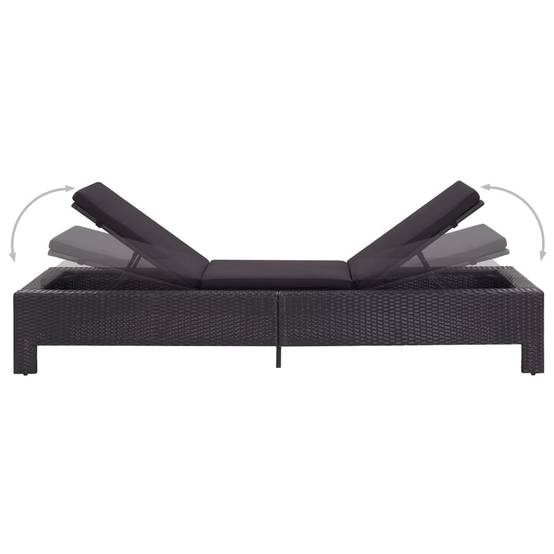 Transat avec coussin Noir Résine tressées 220 x 75 x 35 cm, Poids :24kg - PANGIVO - Image 6
