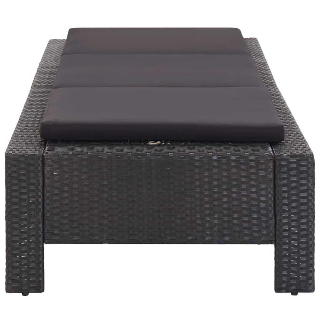 Transat avec coussin Noir Résine tressées 220 x 75 x 35 cm, Poids :24kg - PANGIVO - Image 3
