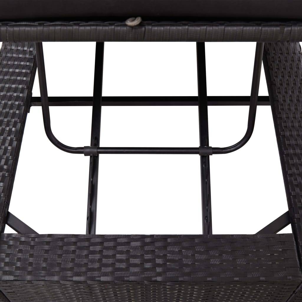 Transat avec coussin Noir Résine tressées 220 x 75 x 35 cm, Poids :24kg - PANGIVO - Image 8