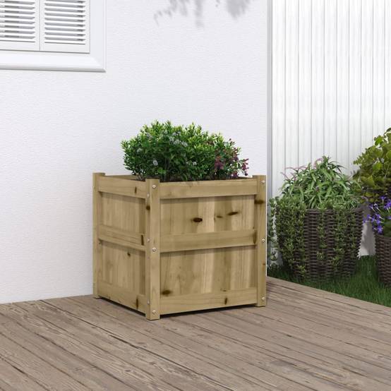 Jardinière bois de pin naturel 50 x 50 x 50 cm - PANGIVO - Image 1