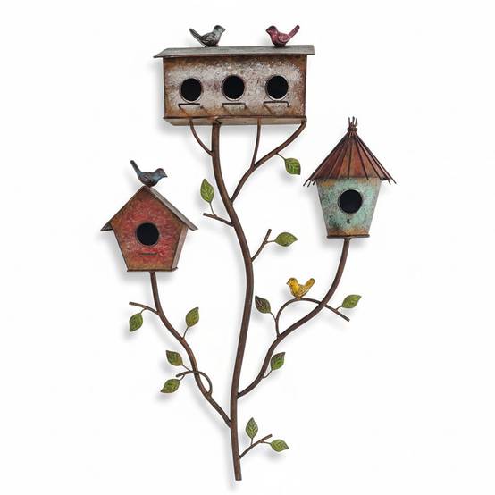 La Grande Prairie - Nichoir oiseaux multicolore fer 49x15x144cm - Image 2
