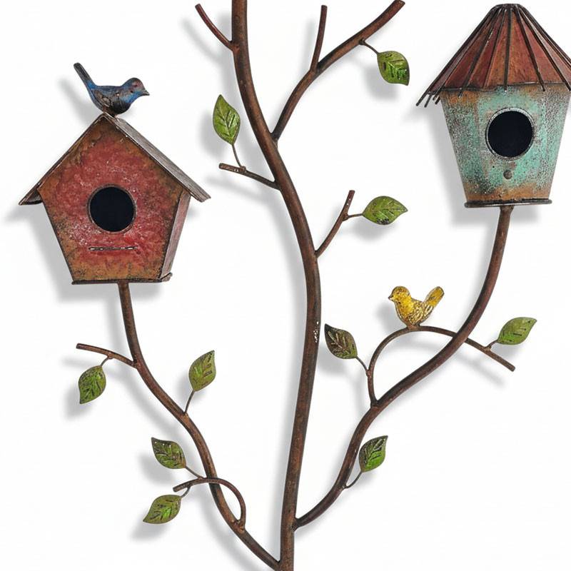 La Grande Prairie - Nichoir oiseaux multicolore fer 49x15x144cm - Image 3