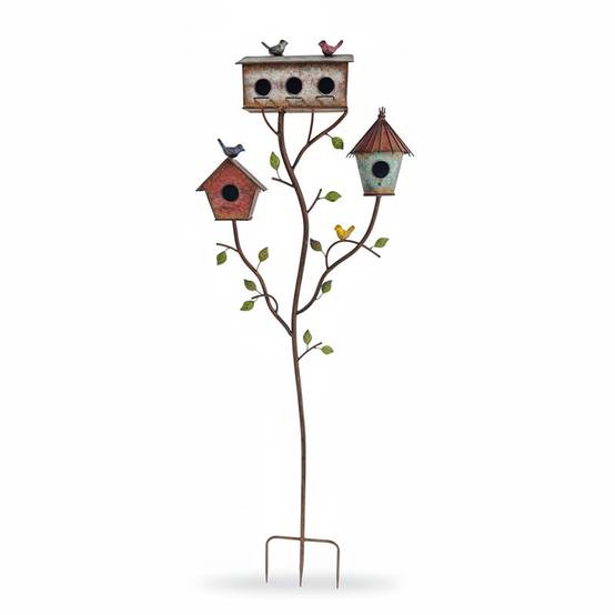 La Grande Prairie - Nichoir oiseaux multicolore fer 49x15x144cm - Image 1