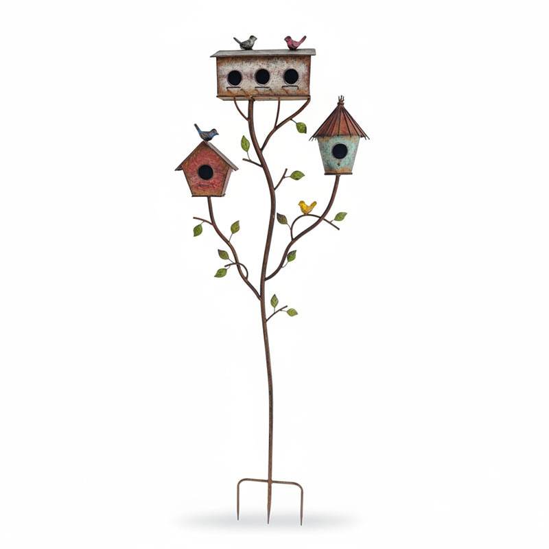 La Grande Prairie - Nichoir oiseaux multicolore fer 49x15x144cm - Image 1