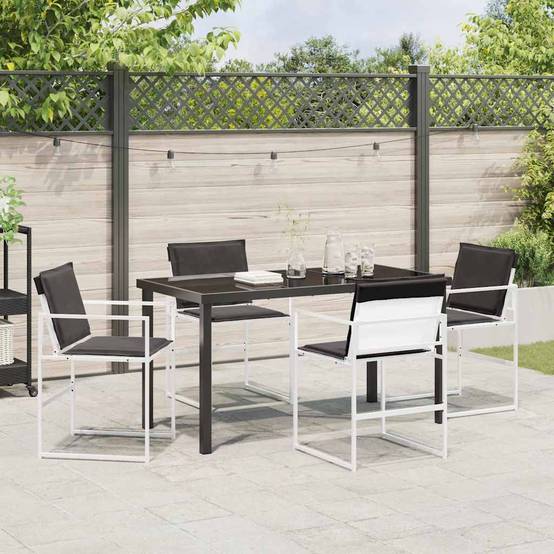 Ensemble de salle à manger de jardin acier et textilène blanc 140 x 70 x 73 cm, Poids:44.85kg - PANGIVO - Image 4