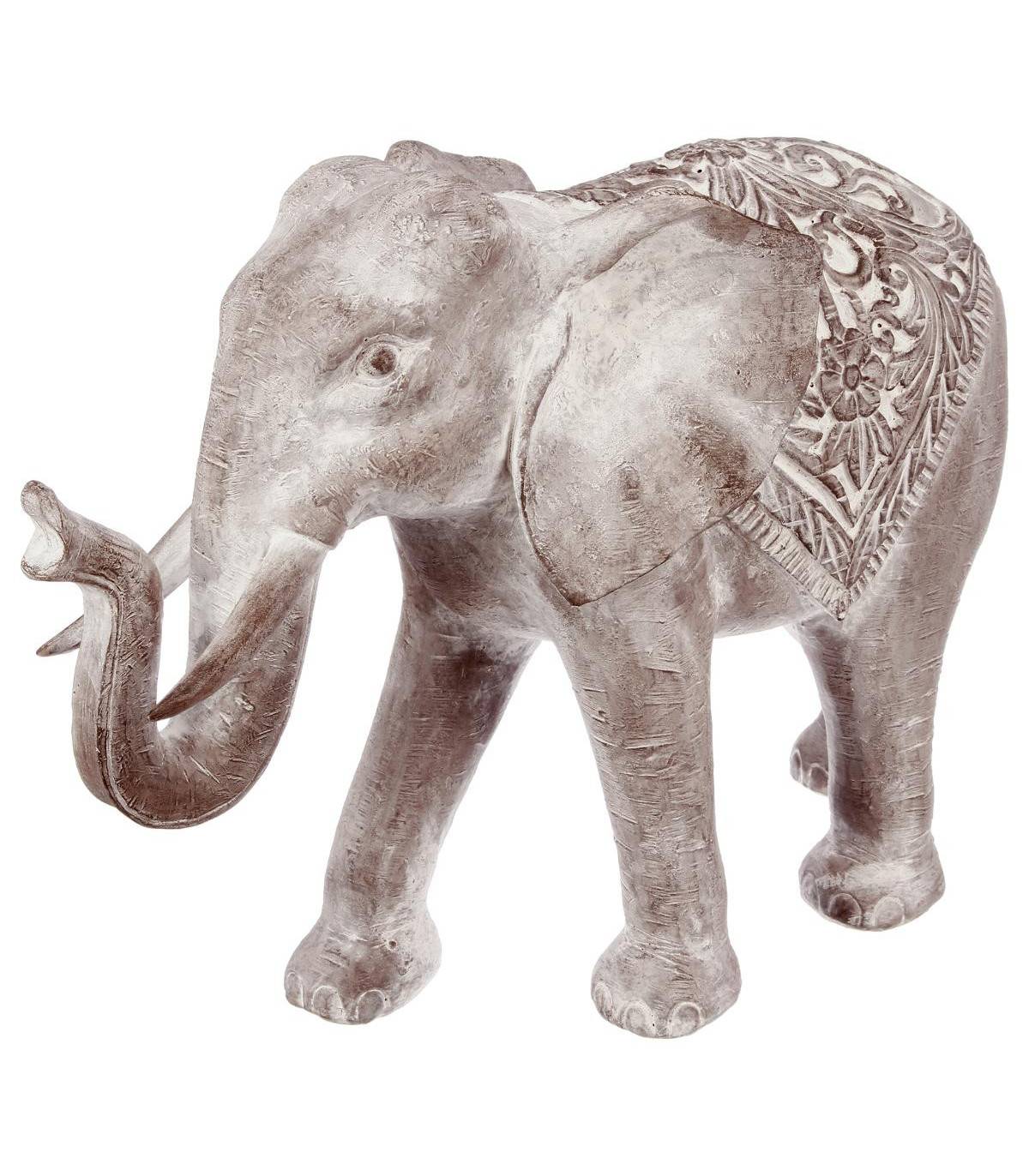 Objet décoratif Éléphant en Résine effet  Blanchi H 46 cm - Image 1