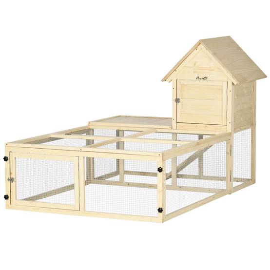 Clapier en Bois 2 Niveaux avec Aire de Course Rampe et Portes Verrouillables - Image 2