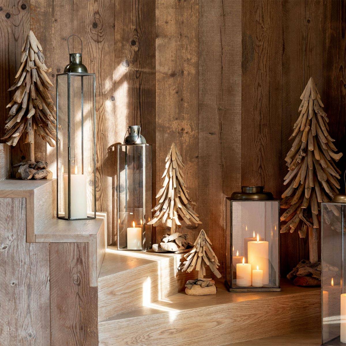 J-Line - Sapin de Noël en Bois Flotté "Chalet" 100cm Naturel - Image 3