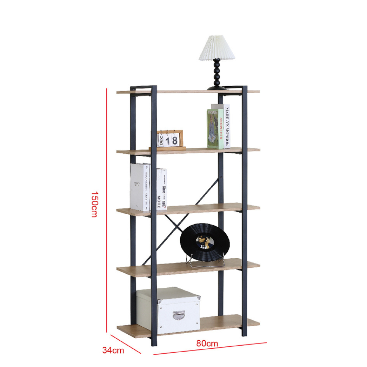 Etagère 5 rangements 150 cm bois et noir TYDO - Image 3