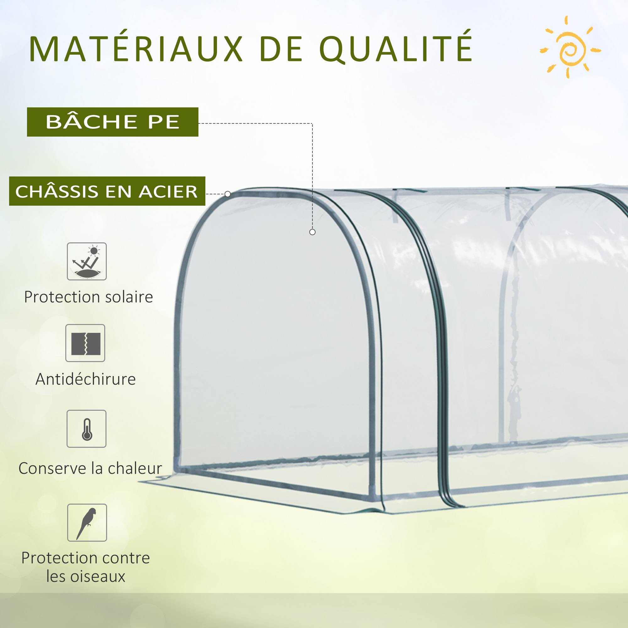 Mini serre de jardin Métal pour jeunes plants et légumes Protection anti-UV 350cm - ComfortXL Outdoor Living - Image 6