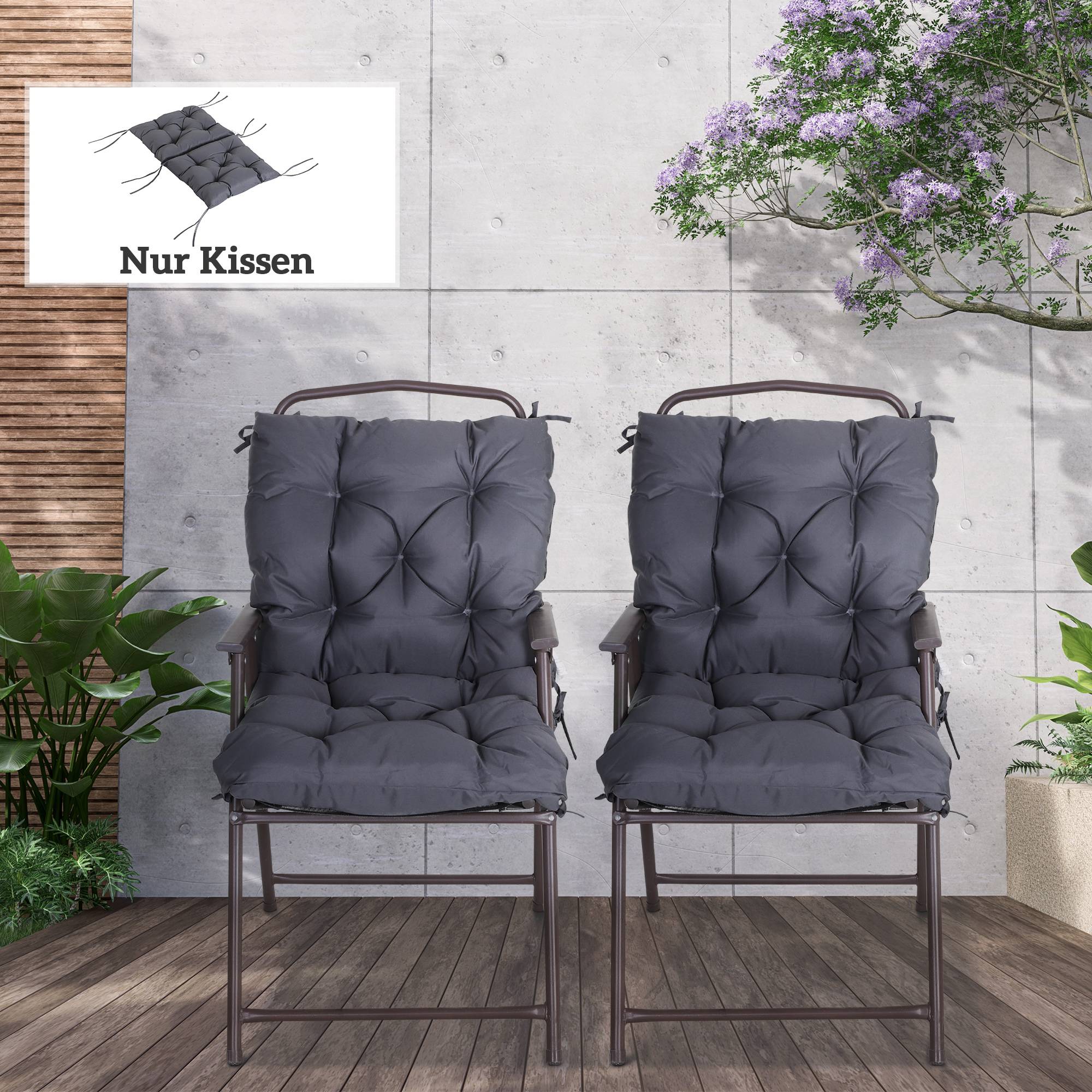Lot de 2 coussins d'assise, 98 cm x 50 cm x 8 cm, avec attaches, rembourrés et lavables. Coussins ergonomiques pour la maison - Image 4